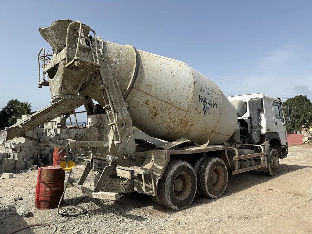 Dirty mixer truck before refurbishment